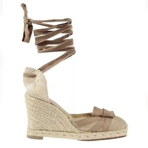 Authentic CHRISTIAN LOUBOUTIN Rope Round Wedge Heel Espadrilles SZ 39 Spain